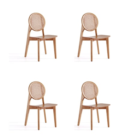 Manhattan Comfort Versailles Round Dining Chair in Nature Cane, Set of 4 2-DCCA11-NA